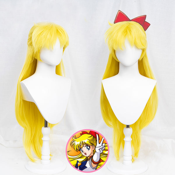 Anime Sailor Moon Minako Aino Sailor Venus Cosplay Wigs Golden Long Wigs