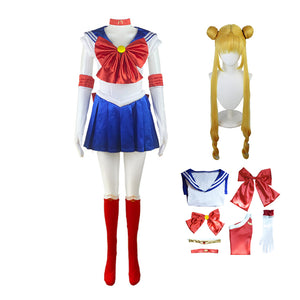 Anime Sailor Moon Usagi Tsukino Cosplay Costume With Wigs Full Set Halloween Carnival Costume