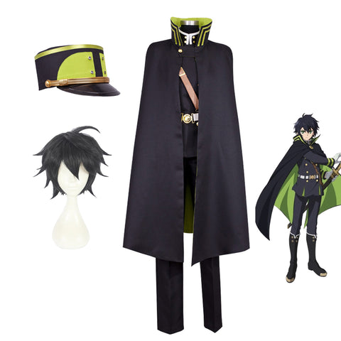 Anime Seraph Of The End Owari no Seraph Yuichiro Hyakuya Full Set Cosplay Costume Uniform With Cape Hat and Wigs Cosplay Outfit Set
