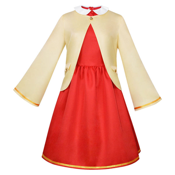 Anime Spy x Family Anya Forger Kids Girls Costume Red Dress and Yellow Jacket Set Halloween Carnival Cosplay Costume