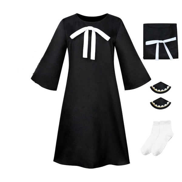 Anime Spy x Family Anya Forger Kids Girls Costume Black Pajamas Outfit Costume Halloween Cosplay Dress