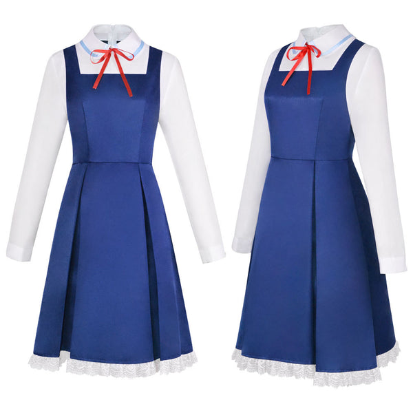 Anime Spy x Family Anya Forger Kids Girls Costume Blue Dress Halloween Cosplay Outfit