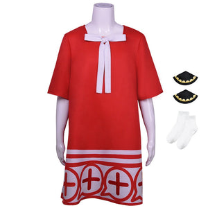 Anime Spy x Family Anya Forger Kids Girls Costume Red Dress Outfit Halloween Costume