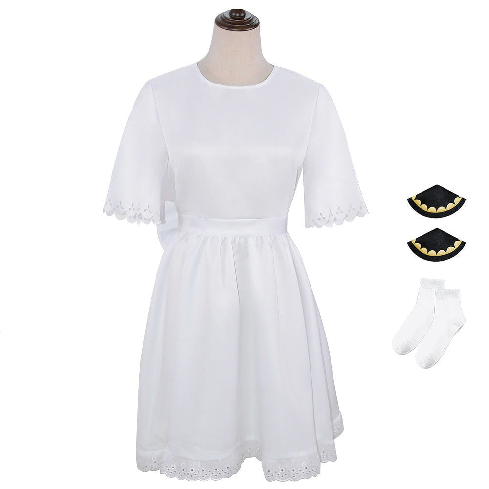 Anya Forger Kids Girls Costume White Dress Version Cosplay Outfit