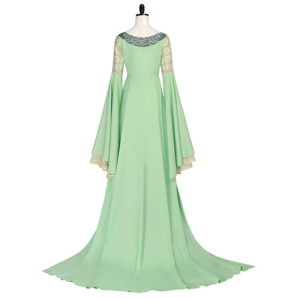Arwen Costume Women Queen Princess Green Dress With Headpiece Halloween Cosplay Medieval Renaissance Dress Gown
