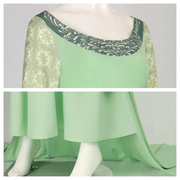 Arwen Costume Women Queen Princess Green Dress With Headpiece Halloween Cosplay Medieval Renaissance Dress Gown