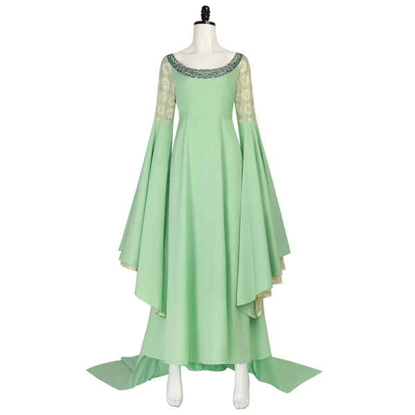 Arwen Costume Women Queen Princess Green Dress With Headpiece Halloween Cosplay Medieval Renaissance Dress Gown