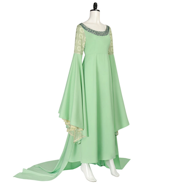 Arwen Costume Women Queen Princess Green Dress With Headpiece Halloween Cosplay Medieval Renaissance Dress Gown