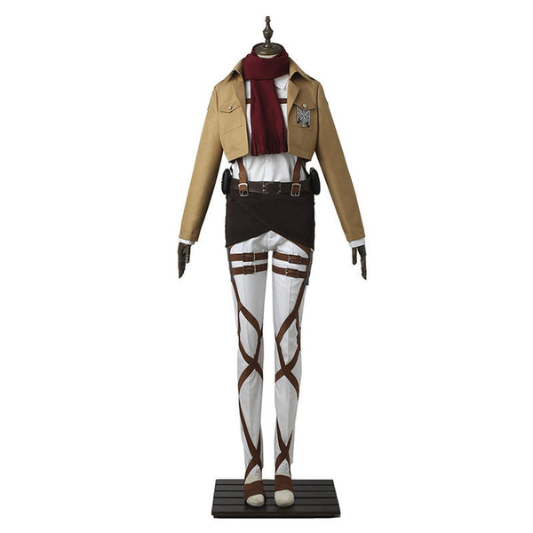Mikasa Ackerman Whole Set Costume With Wigs and Boots Attack On Titan Mikasa Cosplay Uniform Outfit