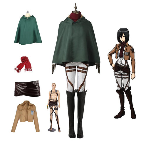 Mikasa Costume Uniform Full Set Attack On Titan Mikasa Ackermann Halloween Cosplay Outfit Set