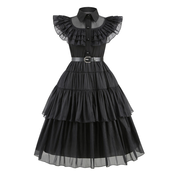 Black Costume Dress With Wigs Accessoriesfor Girls Halloween Costumes Cosplay Party Dress