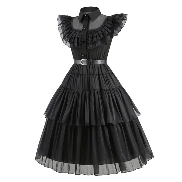 Black Costume Dress With Wigs Accessoriesfor Girls Halloween Costumes Cosplay Party Dress