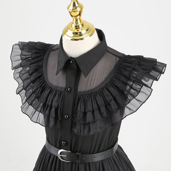 Black Costume Dress With Wigs Accessoriesfor Girls Halloween Costumes Cosplay Party Dress