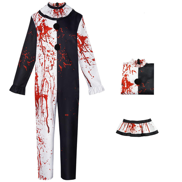 Blood Clown Costume Killer Clown Outfit Halloween Women Men Costune Suit