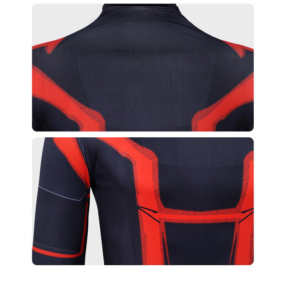 Cyberpunk Bodysuit Men Boys Black Zentai With Red Lines Futuristic Halloween Costume Jumpsuit