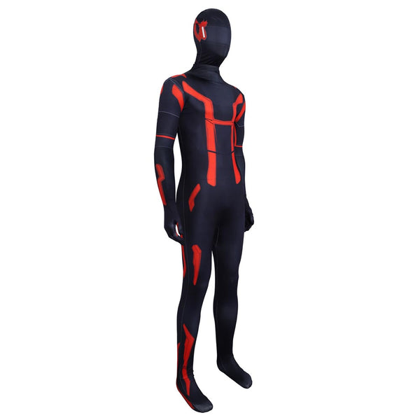 Cyberpunk Bodysuit Men Boys Black Zentai With Red Lines Futuristic Halloween Costume Jumpsuit