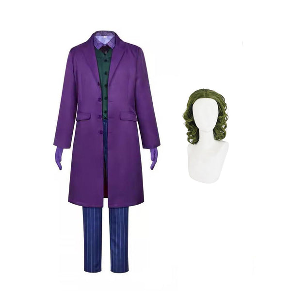 Dark Night Joker Costume Suit Purple Halloween Cosplay Clown Outfit