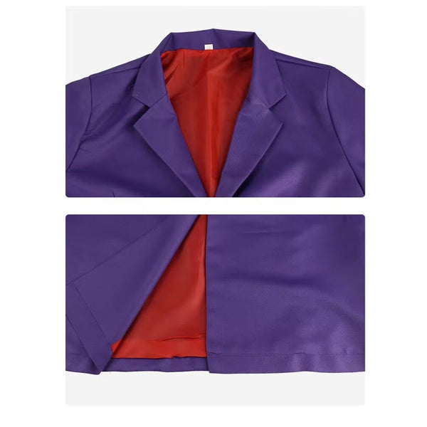 Dark Night Joker Costume Suit Purple Halloween Cosplay Clown Outfit