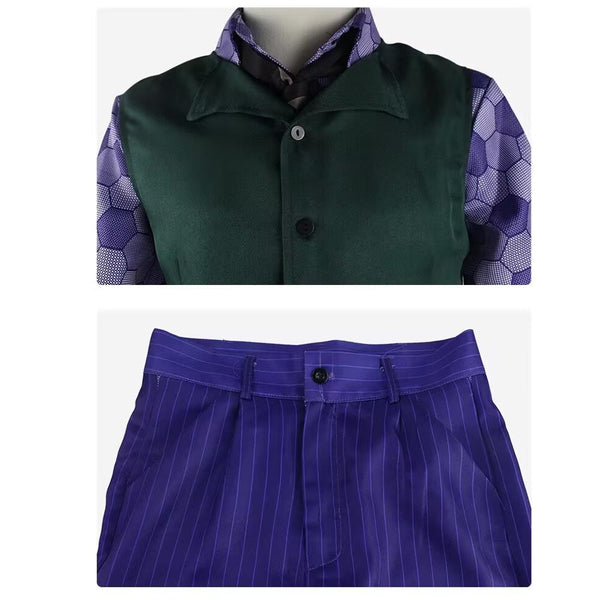 Dark Night Joker Costume Suit Purple Halloween Cosplay Clown Outfit