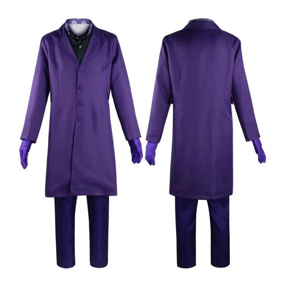 Dark Night Joker Costume Suit Purple Halloween Cosplay Clown Outfit