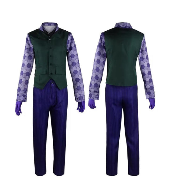 Dark Night Joker Costume Suit Purple Halloween Cosplay Clown Outfit