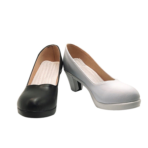 Elizabeth Liones Cosplay Shoes White and Black PU Leather Shoes