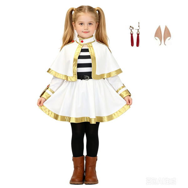 Frieren Kids Costume Dress Frieren Elf Costume For Girls Halloween Girls Cosplay Outfit