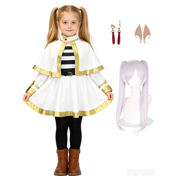 Frieren Kids Costume Dress Frieren Elf Costume For Girls Halloween Girls Cosplay Outfit