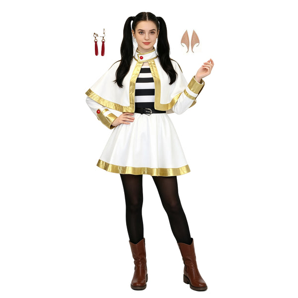 Frieren Costume Dress Anime Magical Elf Cosplay Costume Witch Halloween Costume with Elf Ears