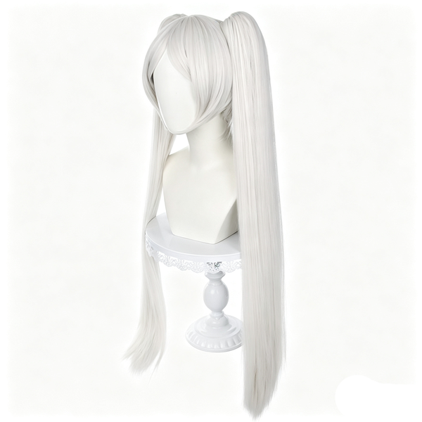 Furiren Cosplay Wigs White Twin Ponytails Wigs Cosplay Accessories