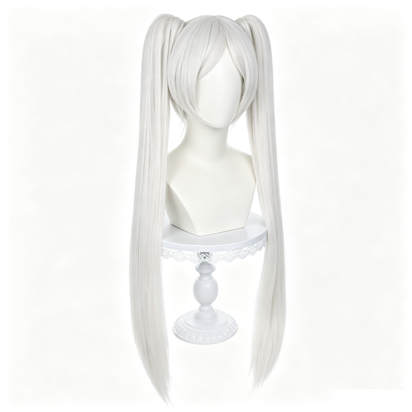 Furiren Cosplay Wigs White Twin Ponytails Wigs Cosplay Accessories