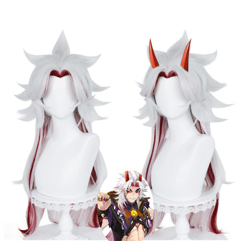 Genshin Impact Arataki Itto Cosplay Wigs With Horns Halloween Cosplay Costume Accessories