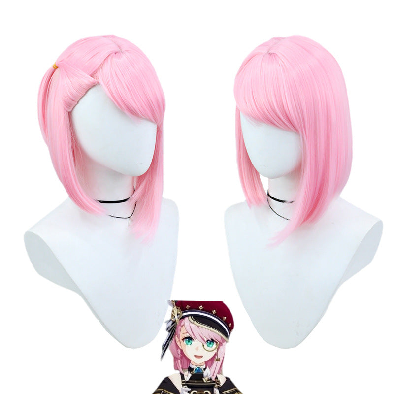 Genshin Impact Charlotte Cosplay Wigs Pink Wigs Accessories