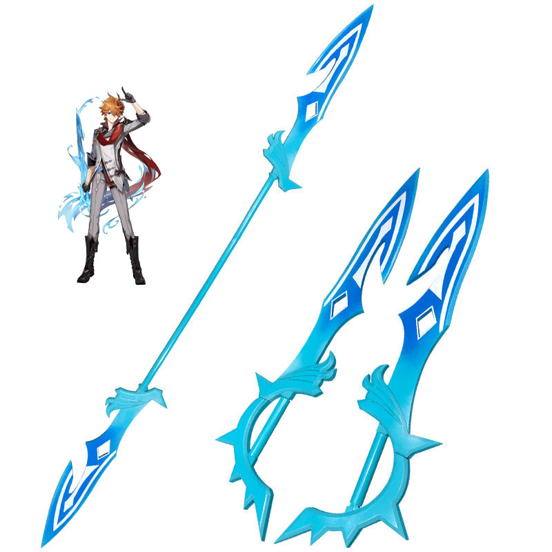 Childe Weapon Pattern Genshin Impact Childe Tartaglia Cosplay Weapon Props Wood Double Blade ...