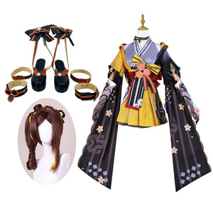 Genshin Impact Chiori Whole Set Costume With Wigs and Boots Halloween Carnival Outfit Set