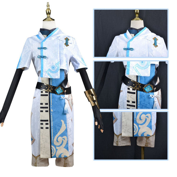 Genshin Impact Chongyun Costume Full Set Costume With Wigs and Shoes Halloween Carnival Cosplay Outfit Set