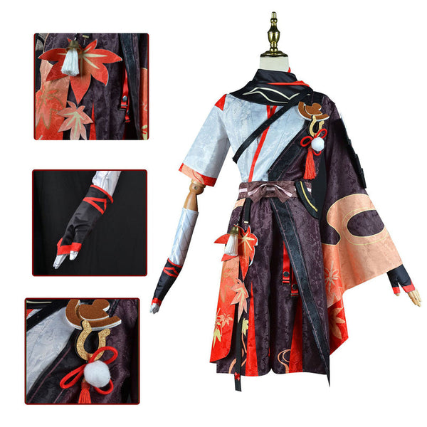 Genshin Impact Kaedehara Kazuha Cosplay Costume Whole Set With Wigs and Wooden Clogs Shoes Cosplay Outfit Set