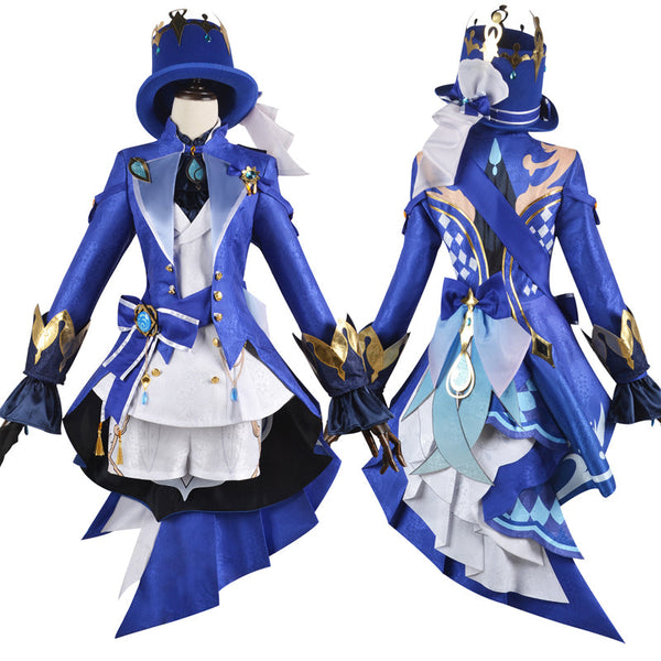 Genshin Impact God of Justice Focalors Full Set Costume+Hat+Wigs+Shoes Halloween Carnival Costume Outfit Set