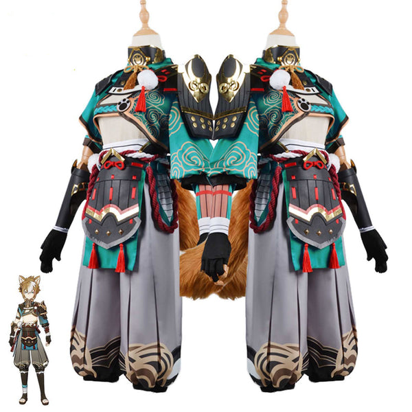 Genshin Impact Gorou Full Set Cosplay Costume+Wigs+Boots+Tail Halloween Costume Outfit Set