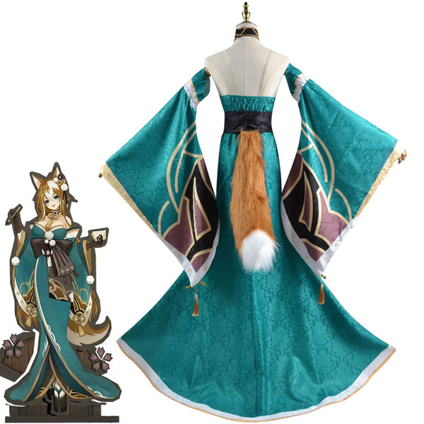 Genshin Impact Gorou Ms. Hina Costume With Tail Set Female Costume Dress Halloween Carnival Outfit
