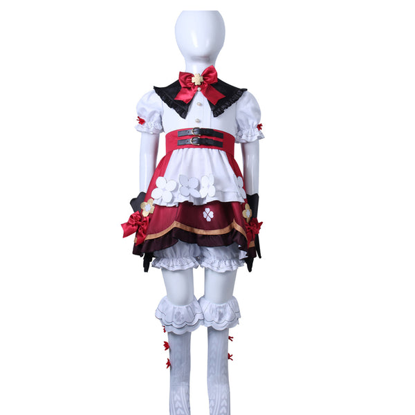 Genshin Impact Klee New Skin Blossoming Starlight Kids Girls Costume Witch Dress+Wigs+Cosplay Shoes Whole Set