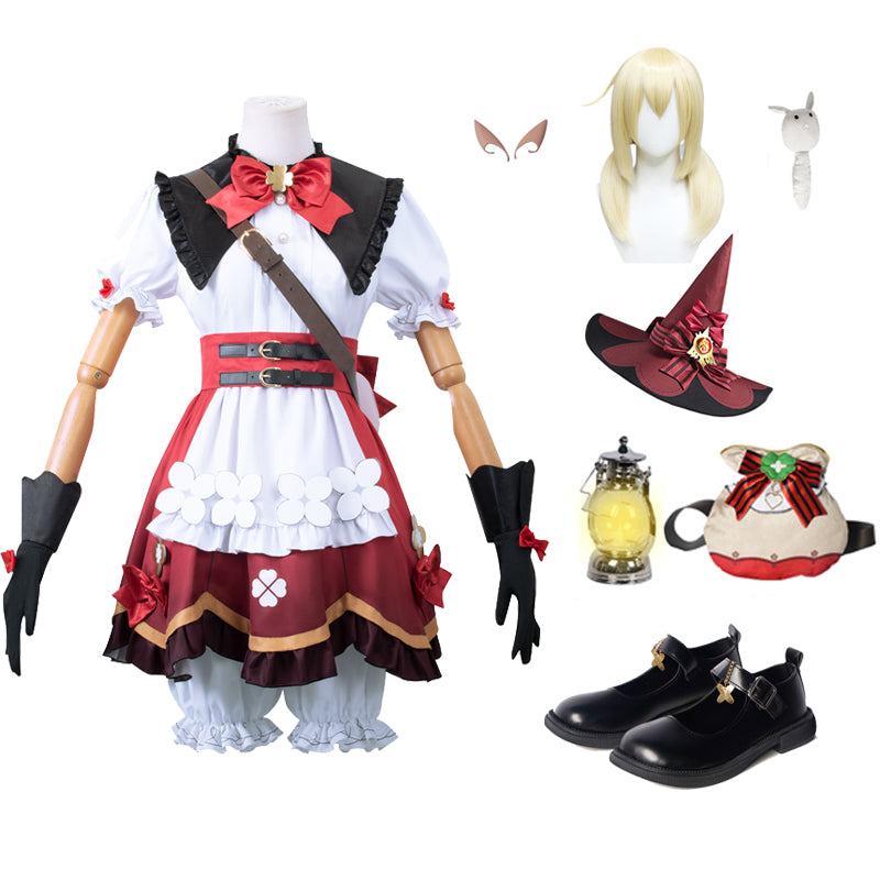 Genshin Impact Klee New Skin Blossoming Starlight Costume+Wigs+Cosplay Shoes Halloween Witch Klee Costume Full Set