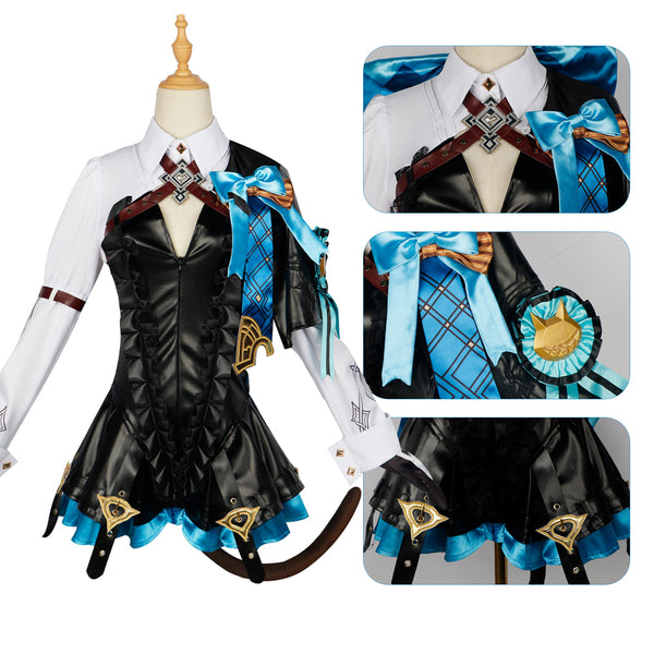 Genshin Impact Lynette Costume Deluxe PU Leather Version Halloween Carnival Cosplay Outfit