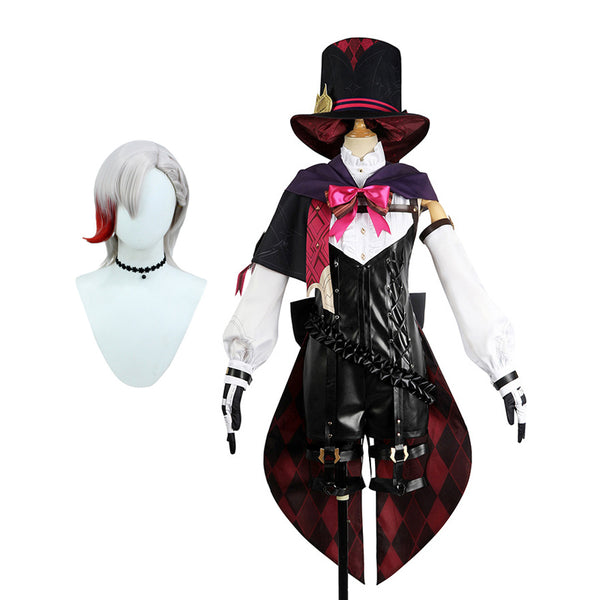 Genshin Impact  Lyney Costume With Hat Halloween Carnival Cosplay Outfit Set