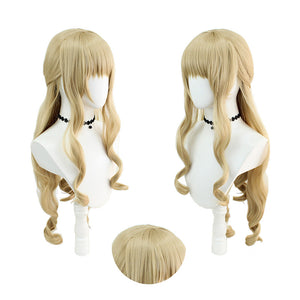 Genshin Impact Navia Caspar Costume Wigs Golden Long Wigs Halloween Cosplay Accessories