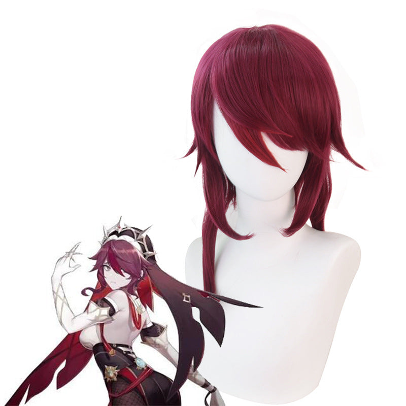 Genshin Impact Nuns Rosaria Cosplay Wigs Wine Red Wigs Accessories