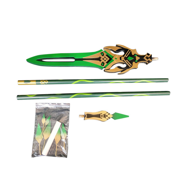 Genshin Impact Xiao Cosplay Polearm Weapon Props Primordial Jade Winged-Spear Polearm Costume Accessories