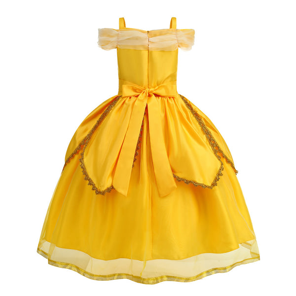 Girls Deluxe Beauty Princess Dress With Accessories Fairytail Yellow Princess Costume Dress
