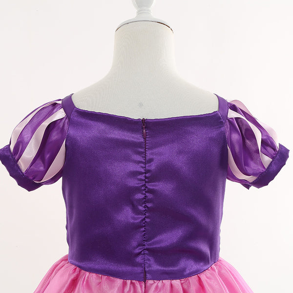 Girls Purple Princess Dress Costume With Wigs Accessories Long Hair Princess Dress For Girls
