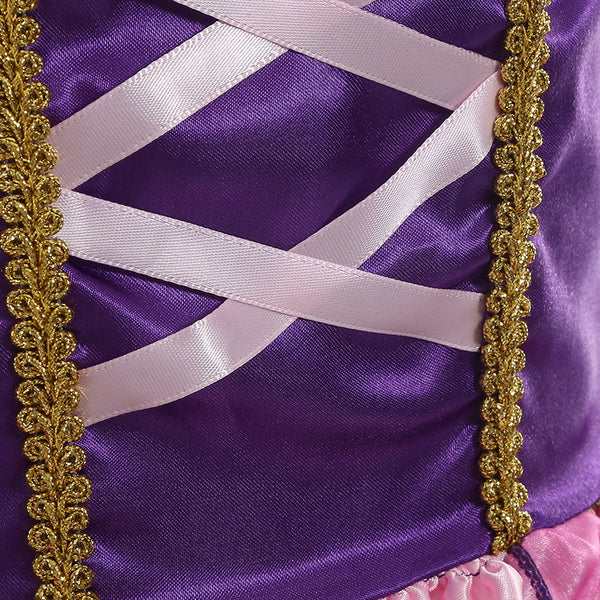 Girls Purple Princess Dress Costume With Wigs Accessories Long Hair Princess Dress For Girls